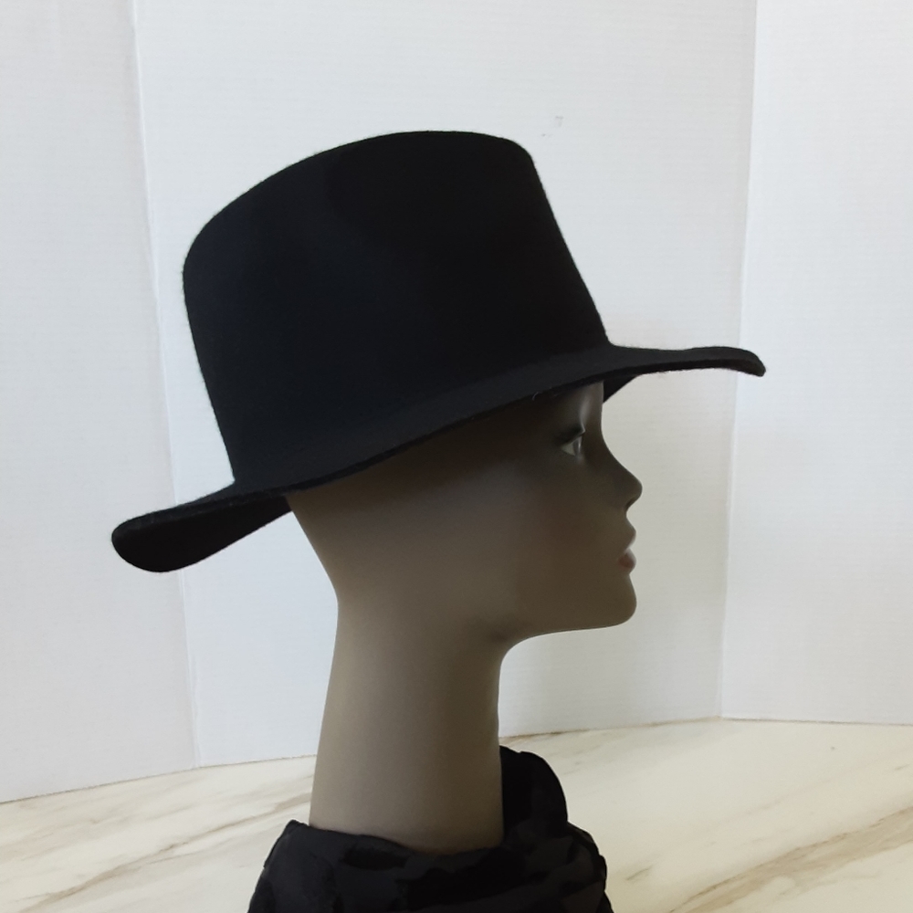 UNISEX 100% WOOL BLACK FEDORA HAT